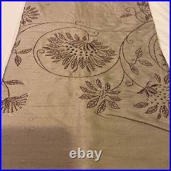 Pottery Barn Silk Multi Embroidered Drape Curtain 84 L Clay New