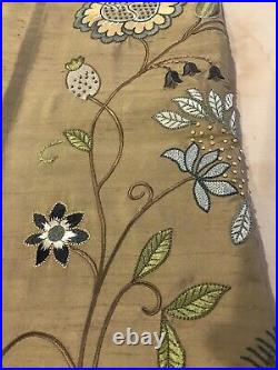 Pottery Barn Silk Multi Embroidered Drape Curtain Panel 50x96 Clay New