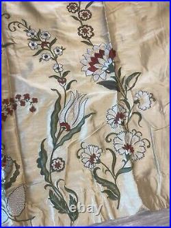 Pottery Barn Silk Olivia Margaret Multi Embroidered Drape Curtain 84 L Wheat