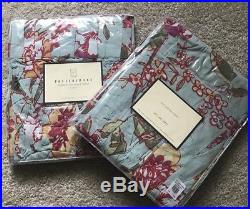 Pottery Barn Smocked Drapes 42 x 84 S/2 MADELYN new Floral Blue Pink Country