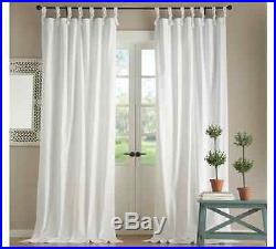Pottery Barn TEXTURED COTTON TIE-TOP DRAPES-SET OF 2-WHITE-50 X 108-NEW With TAGS