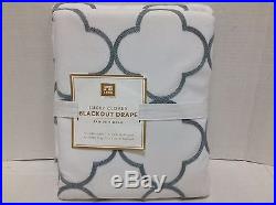 Pottery Barn Teen Lucky Clover Blackout Drapes Curtains Panels 84 Gray/White