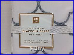 Pottery Barn Teen Lucky Clover Blackout Drapes Curtains Panels 84 Gray/White