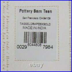 Pottery Barn Teen Tassel Blackout Drape Panel Curtain 63 Gold White S/ 2 #8148