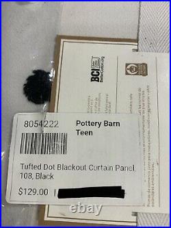 Pottery Barn Teen Tufted Dot Blackout Curtain Panel, 52 wide X 108 long, Black
