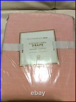 Pottery Barn Teen Two (2) Cotton Linen Blackout Drapes 44X96 NWT! Blush Pink