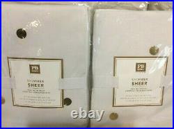 Pottery Barn Teen Two (2) Shimmer Sheer Curtains 50x84 White & Gold NWT