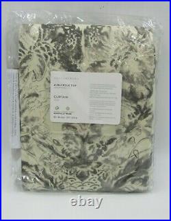 Pottery Barn Thea Print Cotton Lined Curtain Drape Panel Gray Multi 50x84 #Q50