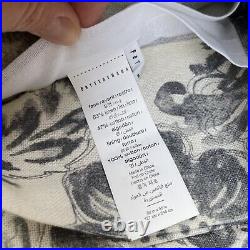 Pottery Barn Thea Print Linen Cotton Rod Pocket Cotton Lined Curtain 50x96 Gray