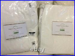 Pottery Barn Two (2) Belgian Flax Linen Drape Curtains 50x108 White Pole Top