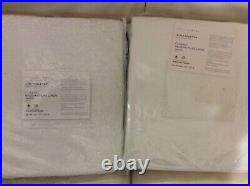 Pottery Barn Two (2) Belgian Flax Linen Drapes Curtains 50x84 White Pole Top NWT