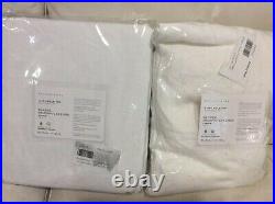 Pottery Barn Two (2) Belgian Flax Linen Drapes Curtains 50x84 White Pole Top NWT