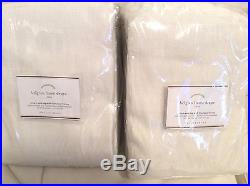 Pottery Barn Two (2) Belgian Flax Linen Drapes Ivory 50x108 Blackout Lining