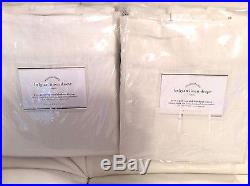 Pottery Barn Two (2) Belgian Flax Linen Drapes Ivory 50x96 Blackout Lining