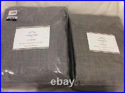 Pottery Barn Two (2) Emery Drapes Panels 50X108 NWT! Gray Linen Cotton Lined
