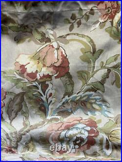 Pottery Barn Vanessa Drapes Pair 50x 96 L Curtain Panel Floral Tan Coral Lined