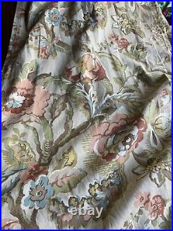 Pottery Barn Vanessa Drapes Pair 50x 96 L Curtain Panel Floral Tan Coral Lined