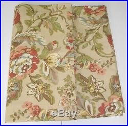Pottery Barn Vanessa Natural Floral Linen Lined Curtains Drapes 2 Panels 50 x 96