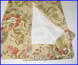 Pottery Barn Vanessa Natural Floral Linen Lined Curtains Drapes 2 Panels 50 x 96