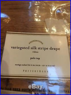 Pottery Barn Variegated Silk Stipe Drape Poll Top 50x84 Green 2 panels new fs