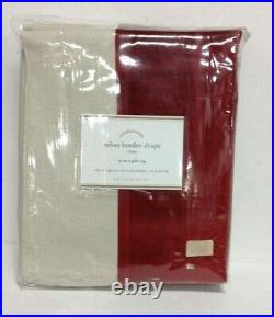 Pottery Barn Velvet Bordered Drapes Curtains Panels 50x108 Pole Top RUBY RED