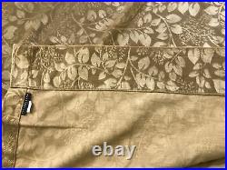 Pottery Barn Velvet Floral Curtains Drapes 46 x 84 Set of 2 Light Brown EUC