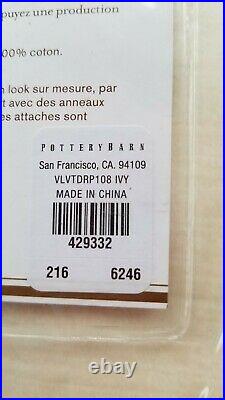 Pottery Barn Velvet Pole Top Curtain Cotton Lined Lining Ivory 50 x 108 #4536