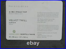 Pottery Barn Velvet Twill Cotton Lined Curtain 50x 96 Washed Black #H40T