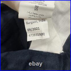 Pottery Barn Velvet Twill Curtain Drape Blue Navy 50x108 Cotton Lined NWOT