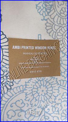 Pottery Barn West Elm Ambi Paisley Printed Drapes Curtains Panels 48x63 Gray Blu