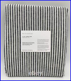 Pottery Barn Wheaton Stripe Linen Cotton Unlined Curtain Black White 50x84 #H161