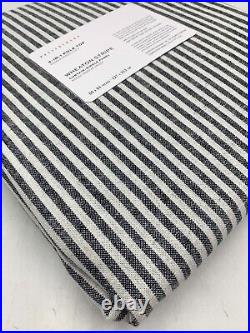 Pottery Barn Wheaton Stripe Linen Cotton Unlined Curtain Black White 50x84 #H161
