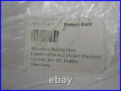 Pottery Barn Wynnfield Paisley Blackout Curtain 50x84 Harbor Blue Ivory #Q174