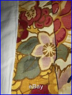 Pottery Barn drapes curtains floral, multicolored, red, green, blue, ivory 4 pc
