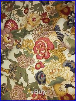 Pottery Barn drapes curtains floral, multicolored, red, green, blue, ivory 4 pc