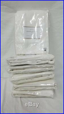 Pottery Barn set of 6 TEXTURED COTTON Drapes Curtains 108 white