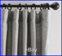 Pottery Barn silk dupioni drape panel blackout platinum gray 50 124 pole top New