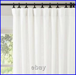 Pottery barn Emery Linen pinch pleat pole top Curtain white 50 x 84
