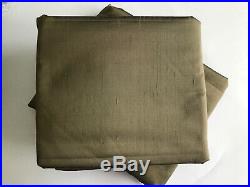 Pottery barn Silk Dupioni 50x84 Olive Green Curtains Drapes Set of 6 w Tie Backs