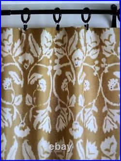 Pottery barn Zama Print Linen/Cotton Blackout Curtains/ Drapes Mustard #2023