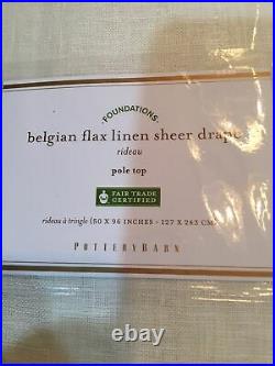Pottery barn belgian flax linen sheer curtains (2) 96 Ivory #1062