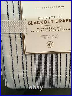 Pottery barn riley stripe blackout curtains (2) blue/white 108 #1036