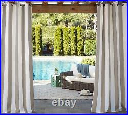 Potterybarn Sunbrella Awning Stripe Outdoor Grommet Curtains 2 Panels & Ties