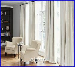 Riviera Striped Linen/Cotton Rod Pocket Blackout Curtain 50x84 Porcelain Blue