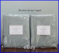 S2 Pottery Barn BELGIAN LINEN Libeco Unlined Curtains 50x84 SOFT MINT Sage Green