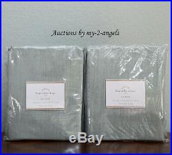 S2 Pottery Barn BELGIAN LINEN Libeco Unlined Curtains 50x96 SOFT MINT Sage Green