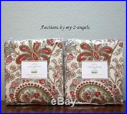 S2 Pottery Barn CHARLIE PAISLEY Curtains Blackout Panels Drapes 50x108 RED/IVORY