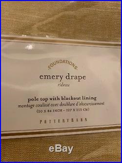 S2 Pottery Barn Emery Blackout Drapes 50x84 Linen/Cotton 3-in-1 Pole Top Wheat