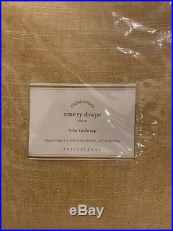 S2 Pottery Barn Emery Drapes 50x96 Linen Curtain 3-in-1 Pole Top Wheat Gold New