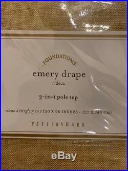 S2 Pottery Barn Emery Drapes 50x96 Linen Curtain 3-in-1 Pole Top Wheat Gold New